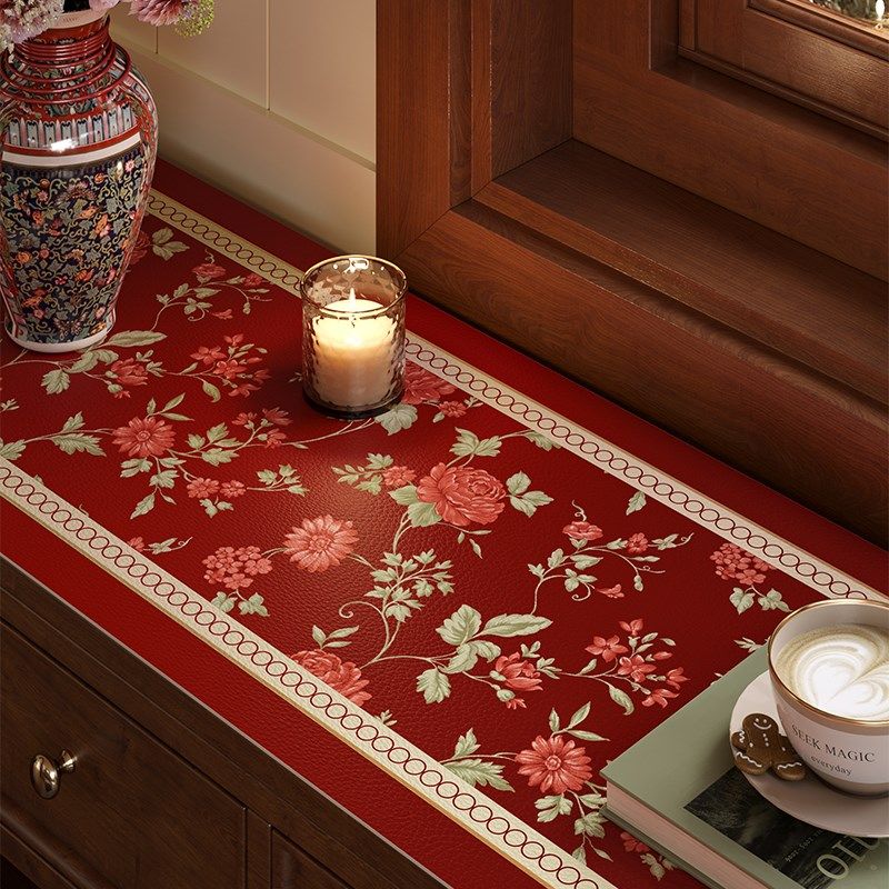黛拉喜庆玫瑰餐边柜垫免洗柜垫新款吸水防油茶几电视柜防尘垫,居家布艺,桌布,淘宝优惠券,粉丝福利购,淘宝优惠卷
