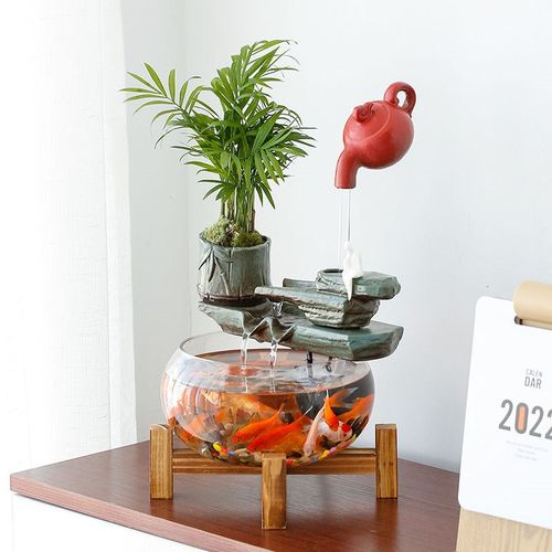 悬壶水循环流水创意高档金鱼缸龟缸家用茶几客厅桌面