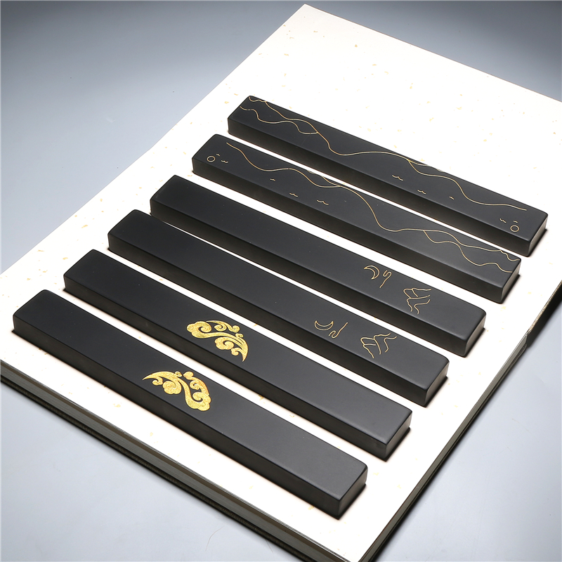 文创石头镇尺千里江山压书老坑歙砚镇纸压条书法用品礼盒