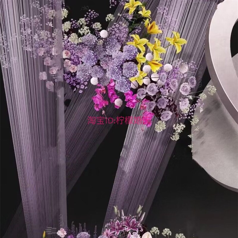 2024年新款加密线帘造型双头固定婚庆线帘 婚礼舞台装饰吊顶挂帘