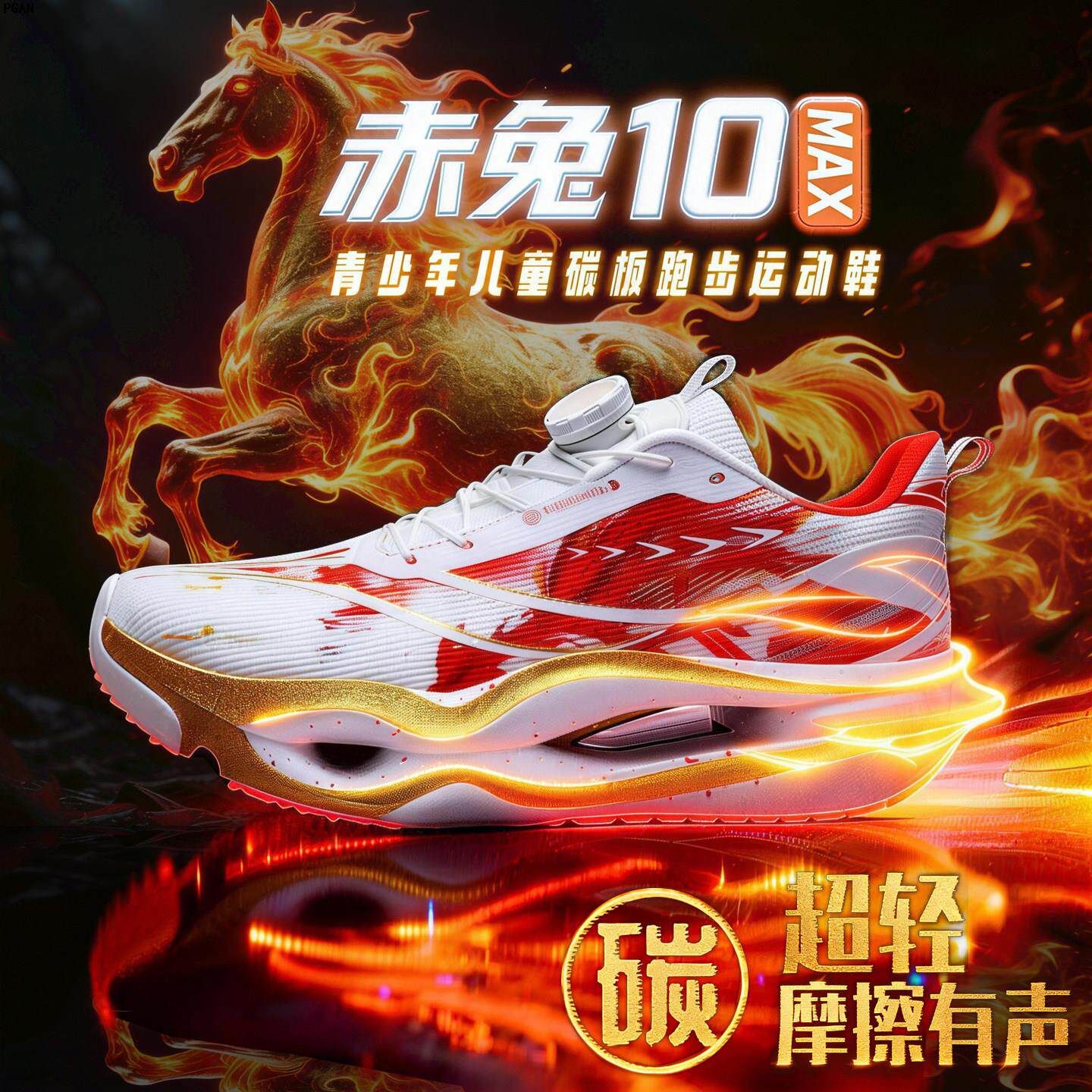 赤兔10PRO男童碳板跑步鞋儿童运动鞋中大童超轻学生体考透气网鞋