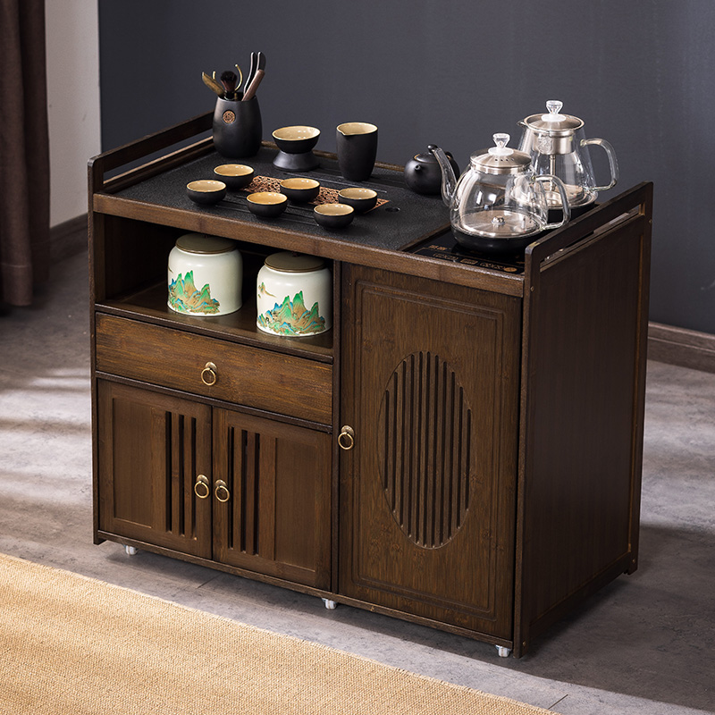 移动边几茶桌小茶台家用茶几非实木茶车多功能烧水壶一体式茶水柜