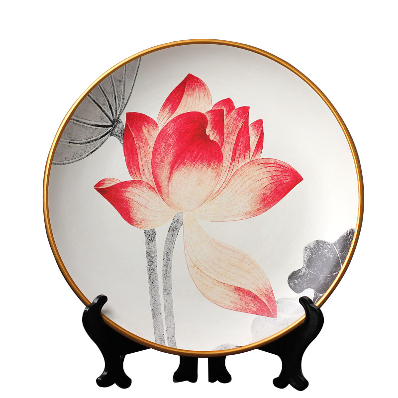 中式装饰盘子摆件陶瓷挂盘墙饰摆盘瓷盘客厅圆盘创意赏盘工艺坐盘