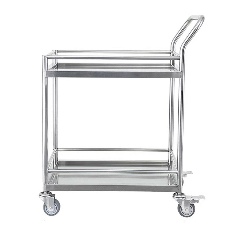 层锈钢手推车学校实验室小推车 静音无磁加厚围栏仪器推车