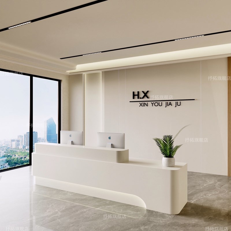 公司烤漆前台接待台现代美容院酒店收银台医院美发吧台桌定制