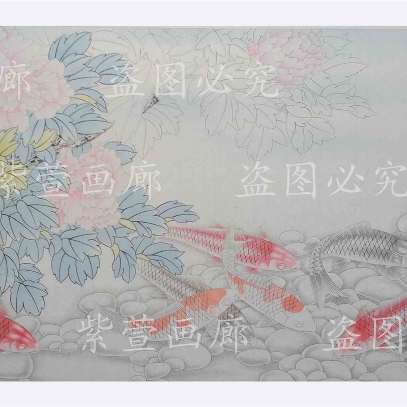 工笔画白描底稿线稿手勾可直接上色国画初学者素材荷花送教学视频