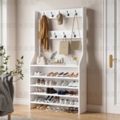 柜挂衣架一体2025爆款 实木衣帽架鞋 架多层家用入户门口鞋 结实耐用