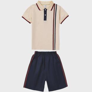 小学生班服绣夏季 粉毕业照新 幼n儿园园服夏装 英伦学院风校服套装