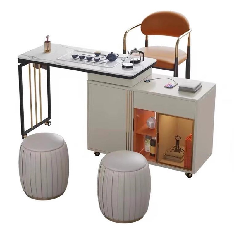 可伸缩迷你阳台泡茶小茶台烧水一体家用办公室岩板功夫茶桌椅