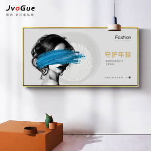 饰画简约l现代美发艺术创意美女人物吧台会所背景墙壁挂 美容院装