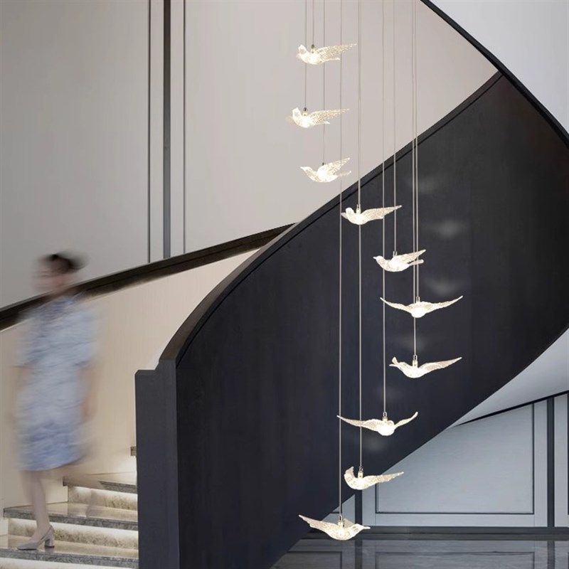 楼梯吊灯酒店大厅旋转别墅售楼大堂复式楼灯具创意个性小鸟客厅灯,家装灯饰光源,LOFT/复式住宅/楼梯吊灯,淘宝优惠券,粉丝福利购,淘宝优惠卷