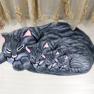 家用可爱猫咪地垫儿童地毯 新款 卧室厨K房楼梯飘窗客厅吸水茶几垫