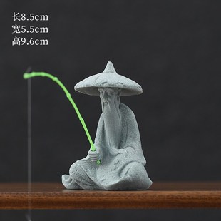 创意钓鱼翁茶宠人物小国潮姜太公钓鱼景观鱼缸造景装饰品