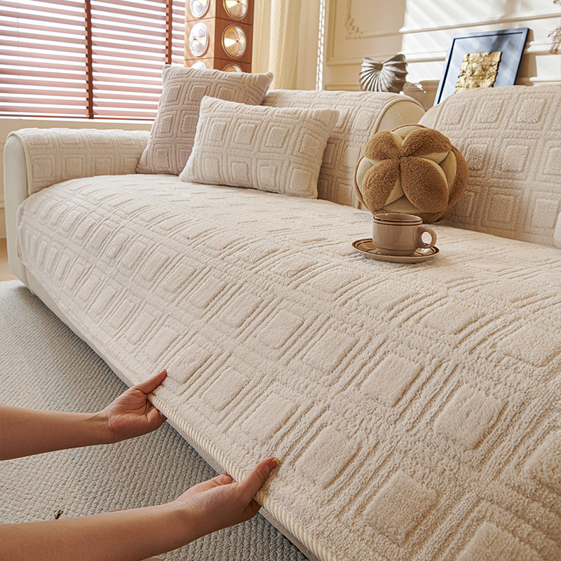 唯蒂妮新款奶油风冬季加厚毛绒皮高端沙发罩坐垫盖布巾,居家布艺,沙发垫,淘宝优惠券,粉丝福利购,淘宝优惠卷
