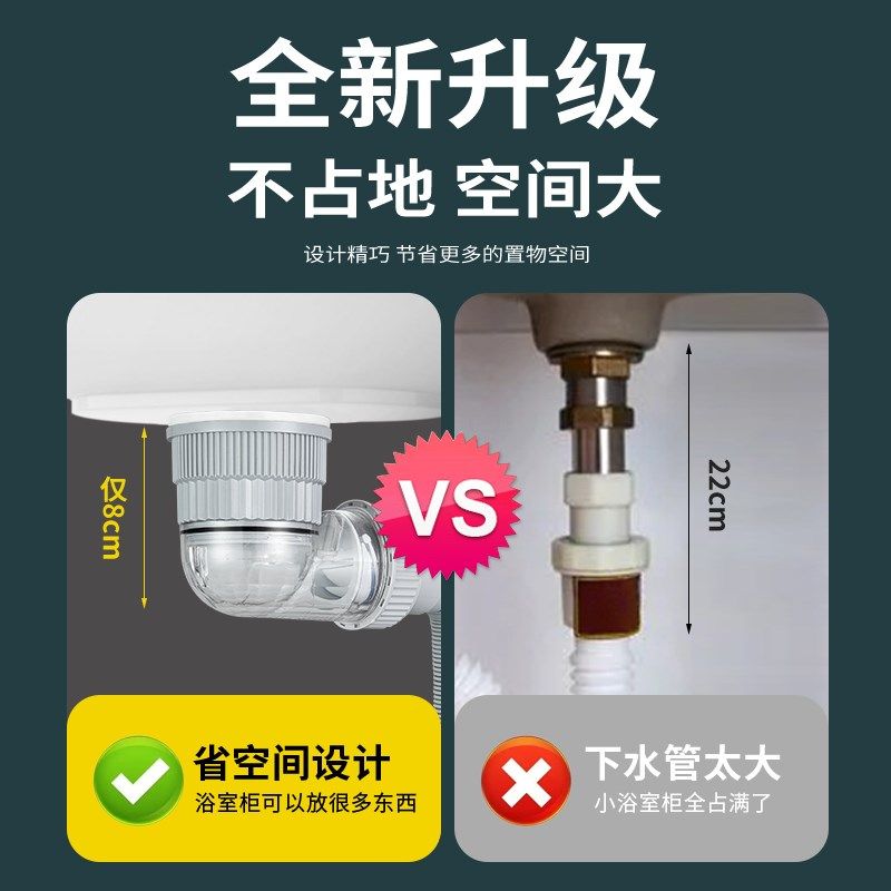 洗手盆墙排下水管排水管防臭洗脸盆通用下水器洗脸台盆洗手台,家装主材,下水软管/排水软管,淘宝优惠券,粉丝福利购,淘宝优惠卷