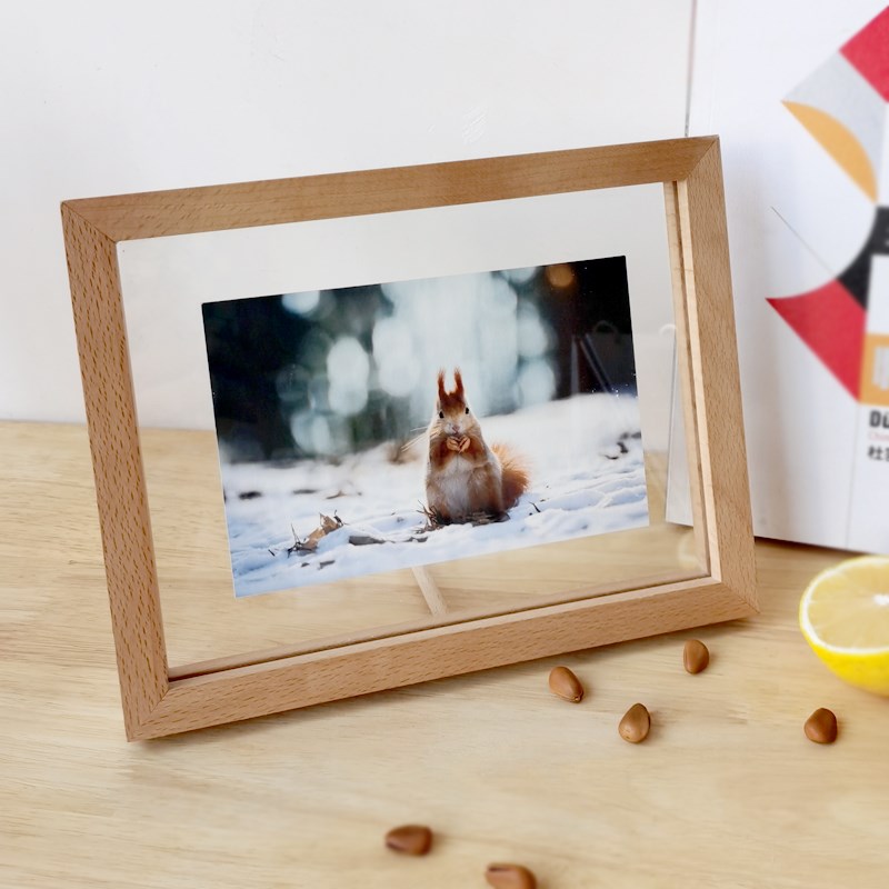 MTART实木榫卯窄边双面透明画框摆台拼图框定制照片打印亚克力框