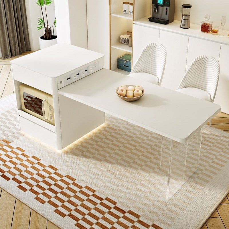 奶油风圆弧伸缩岛台餐桌一体家用小户型抽拉格设计岛台,住宅家具,岛台餐桌,淘宝优惠券,粉丝福利购,淘宝优惠卷