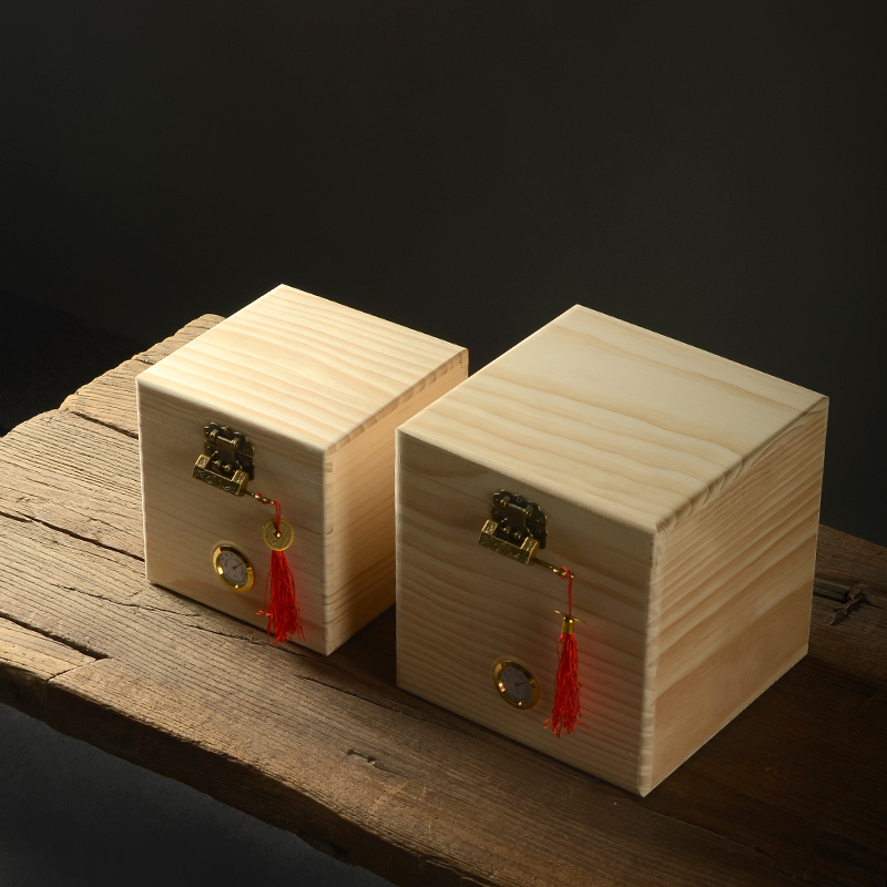 松木湿度计木盒空礼品盒高档普洱茶叶盒实木福鼎白茶木箱散茶通用