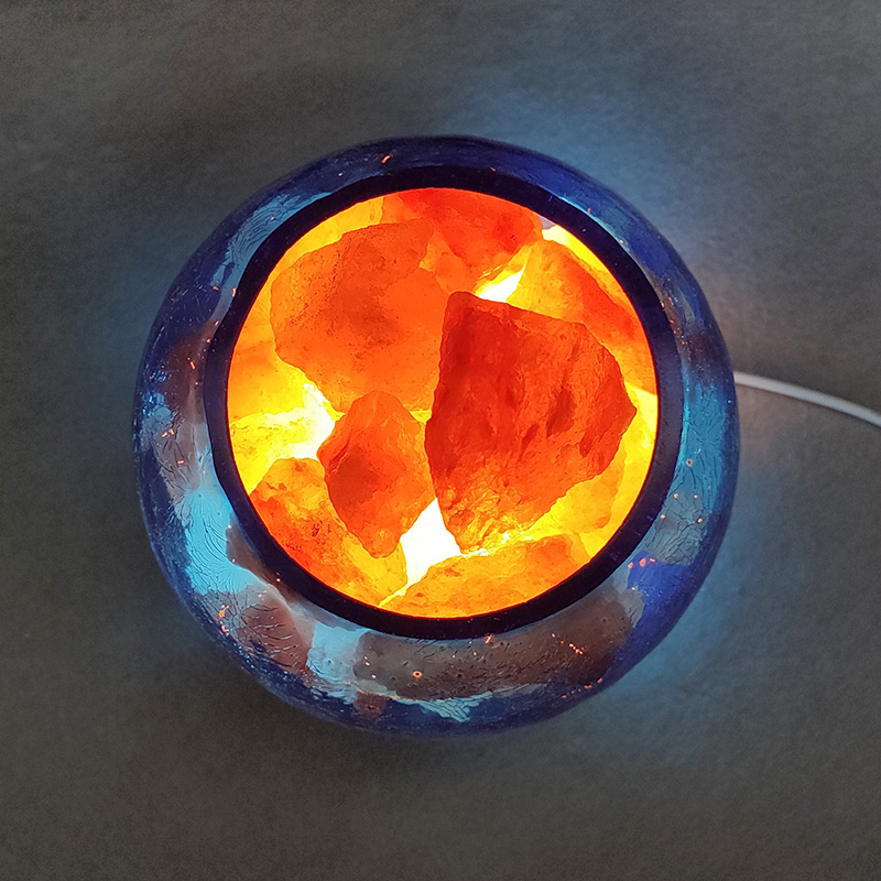 冰与火喜马拉雅水晶盐灯矿石灯遥控调光小夜灯卧室装饰睡眠灯