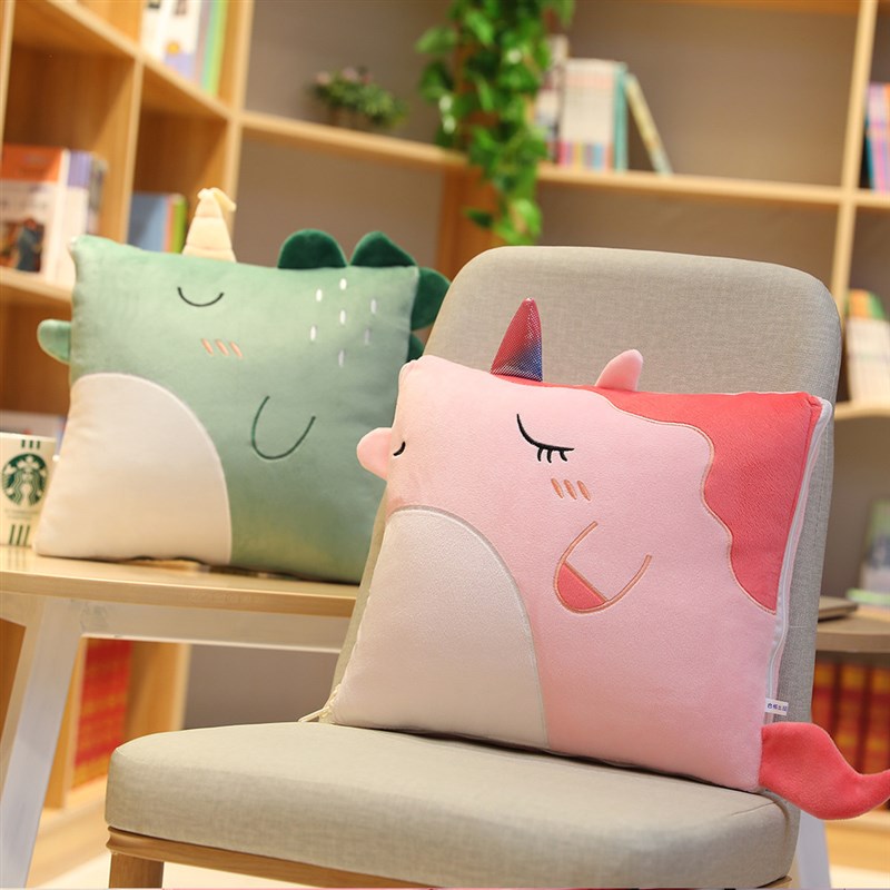 卡通猫咪抱枕被两用靠垫被汽车护腰枕头空调被可爱女生单人夏凉被