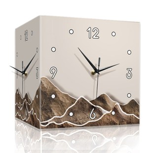 客厅时钟转角面挂钟创意免打孔挂墙发光画新寓意的壁钟表