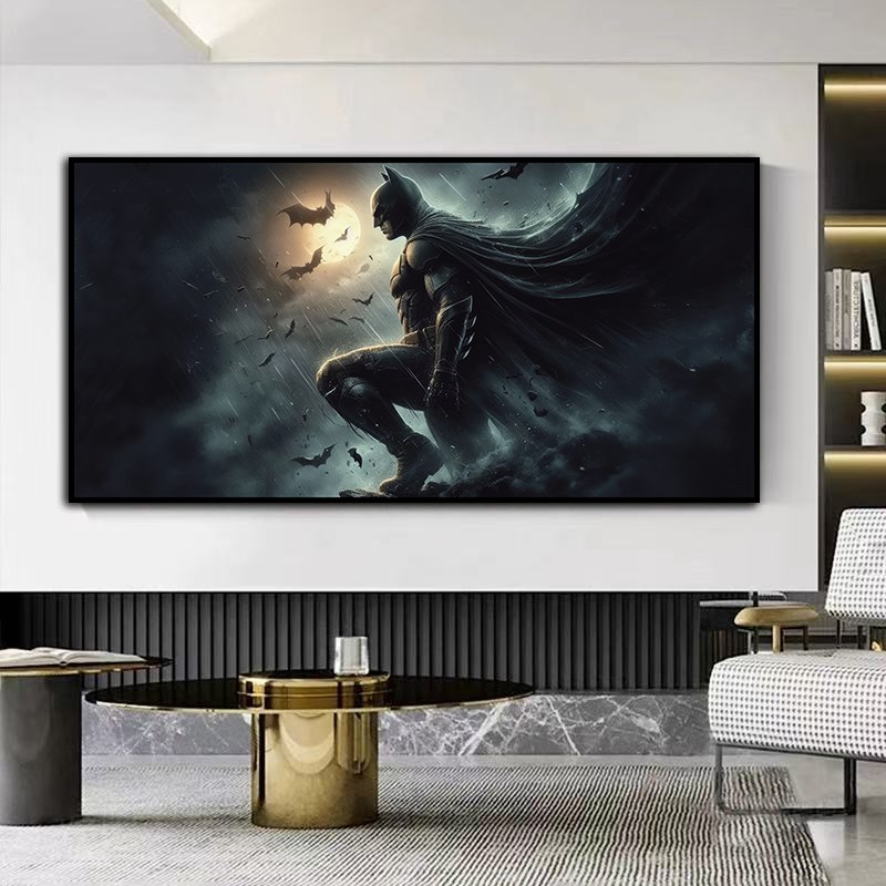 蝙蝠侠装饰画黑暗骑士崛起海报挂画客厅卧室挂画电影院背景墙壁画