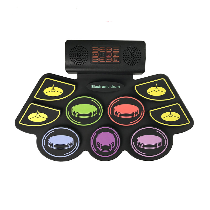 儿童手卷鼓电子架子鼓幼儿园初学者爵士智能家用便携硅胶DTX
