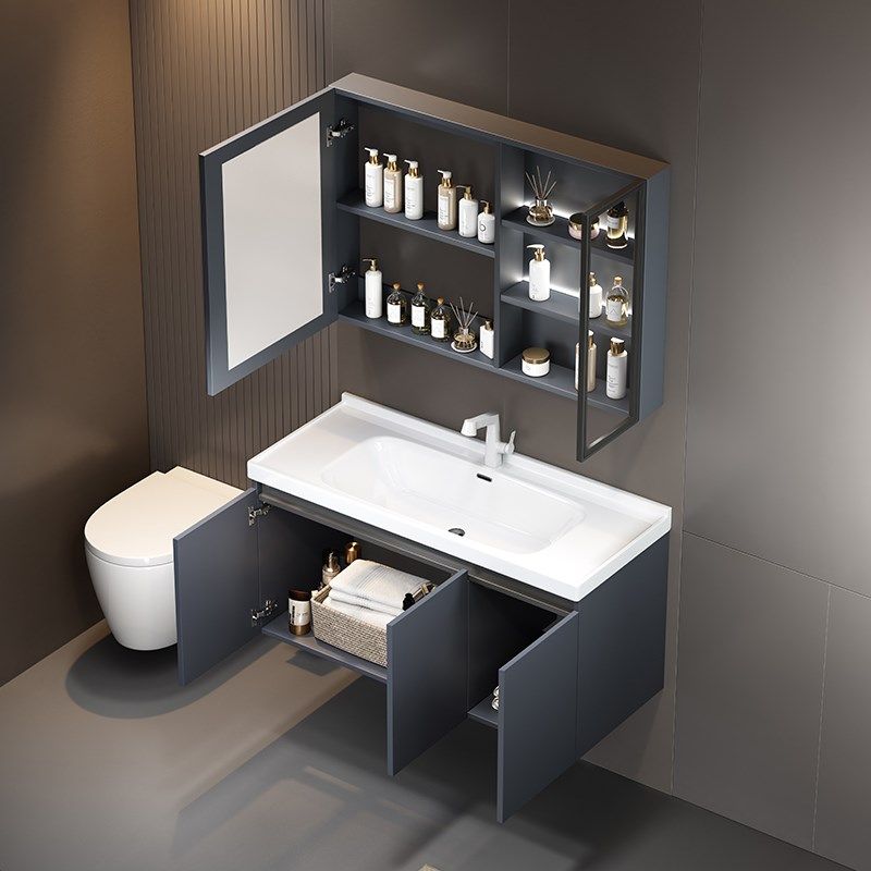 欧罗芬现代陶瓷一体盆浴室柜卫生间实木洗手洗脸盆柜