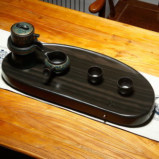 歙砚大型石头茶盘安徽老坑黑龙尾籽料砚台素工茶盘多人茶盘古风茶