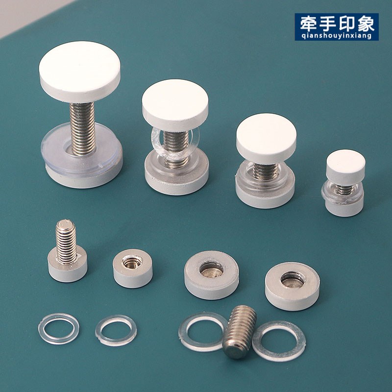 0不锈钢烤漆白色头广告钉玻璃夹钉面装饰 相框展示固定