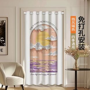门帘免打孔隔断帘卧室房间家用空调挡风帘子厨房卫生间厕所遮挡帘