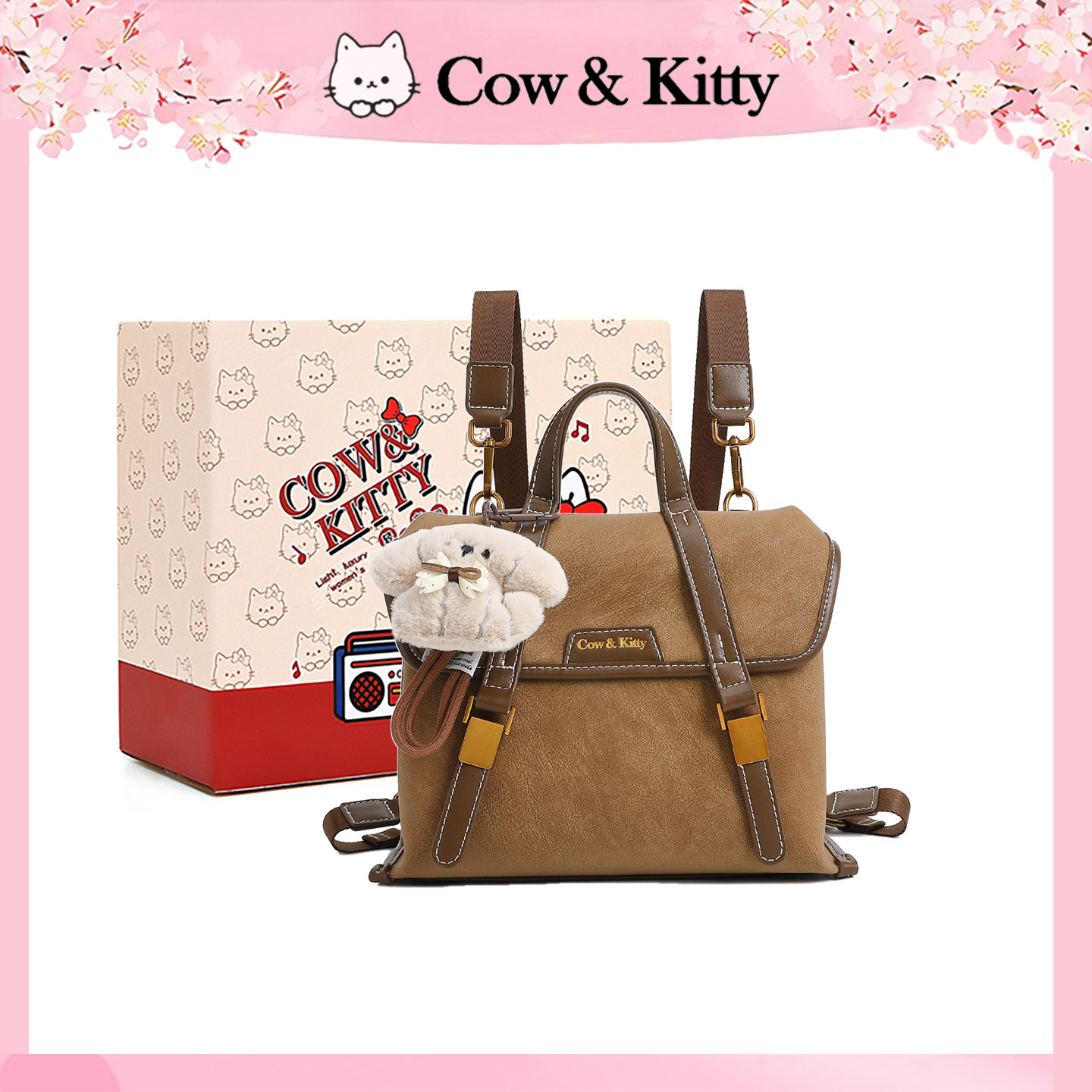 Cow&Kitty学院风双肩包包女2025新款ins小众百搭大学生通勤背包