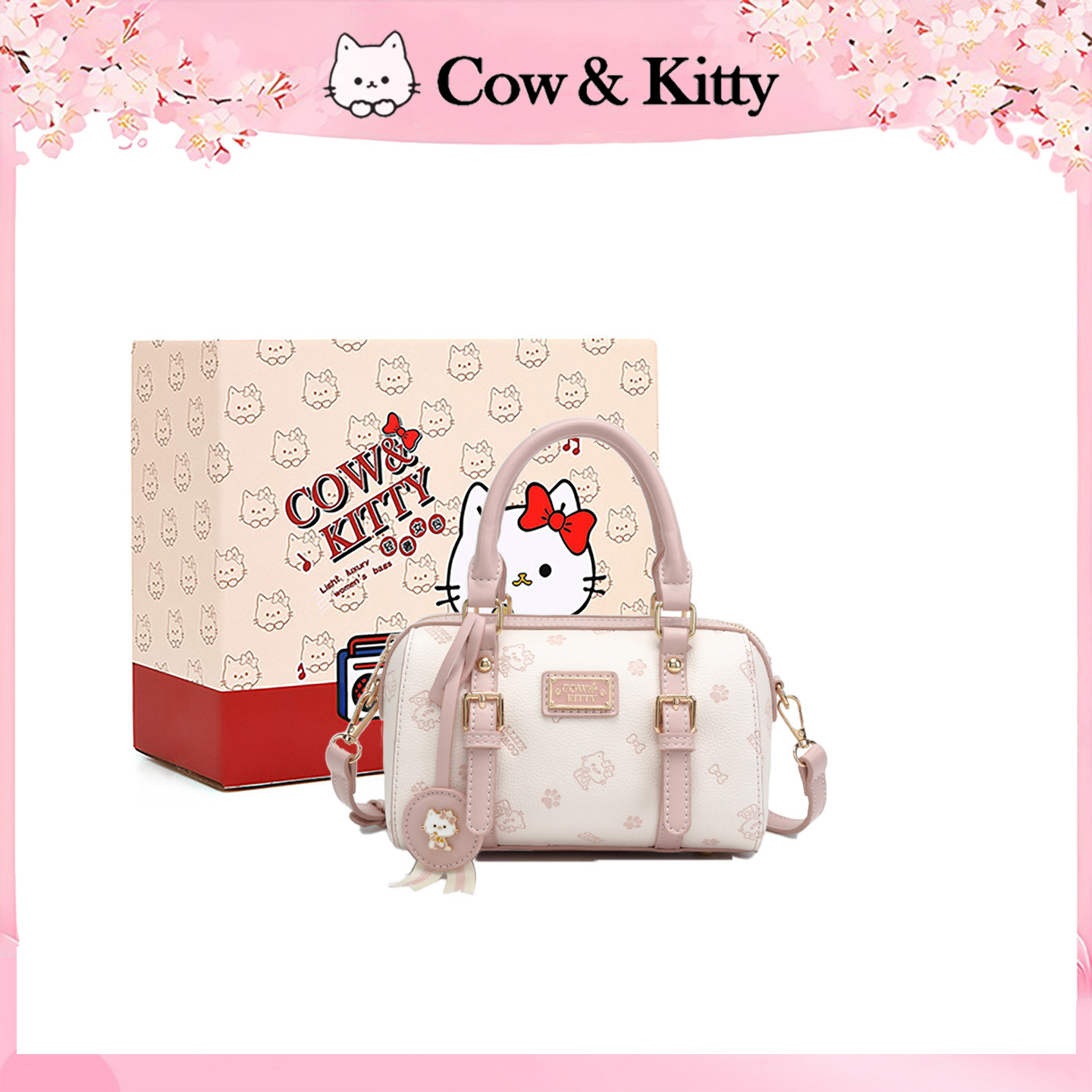 Cow&Kitty生日礼物卡通波士顿包女2025新款轻奢小众高级感斜挎包,箱包皮具/热销女包/男包,波士顿包,淘宝优惠券,粉丝福利购,淘宝优惠卷