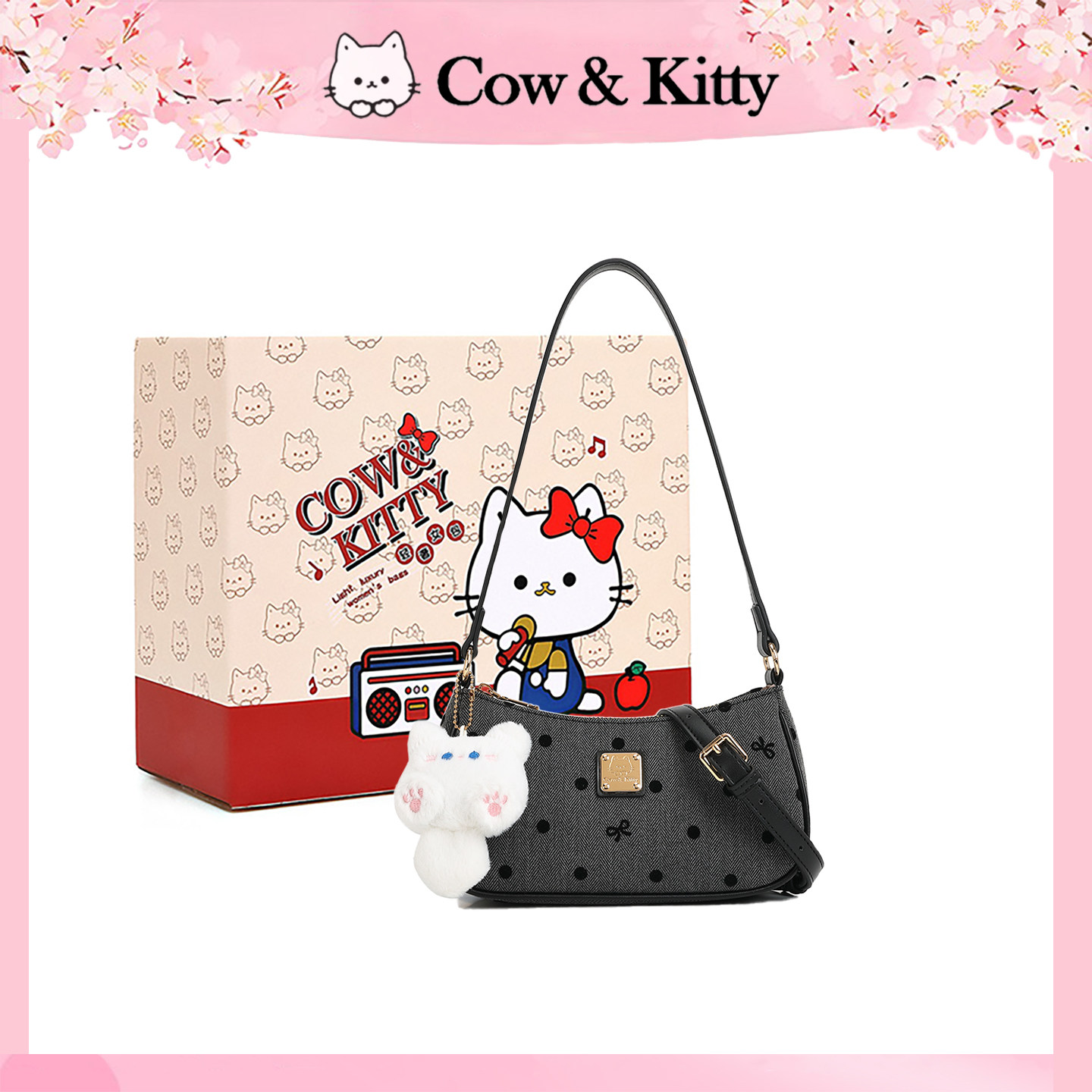 Cow&Kitty高颜值小众斑点腋下包女士2026新款超火精致单肩斜挎包