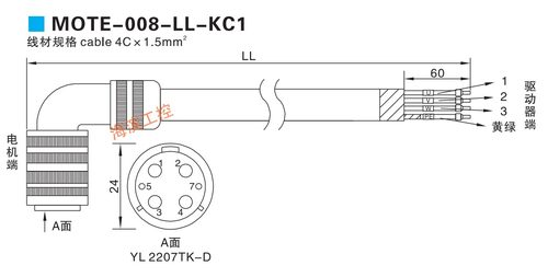 Kinco步科 MOTE-008-03-KC1 电机动力线 3米 5米 10米 15米 20米