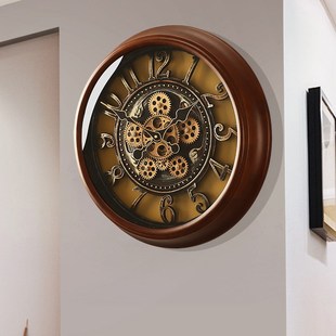 覆古钟表实木挂钟客厅家用艺术表欧式表挂墙时钟创意高级感石英钟