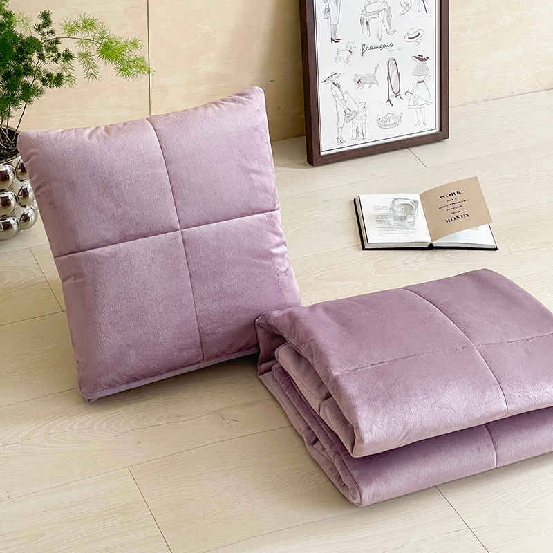 纯色两用抱枕被全棉二合一汽车载靠垫公司沙发午睡折叠四季毛毯