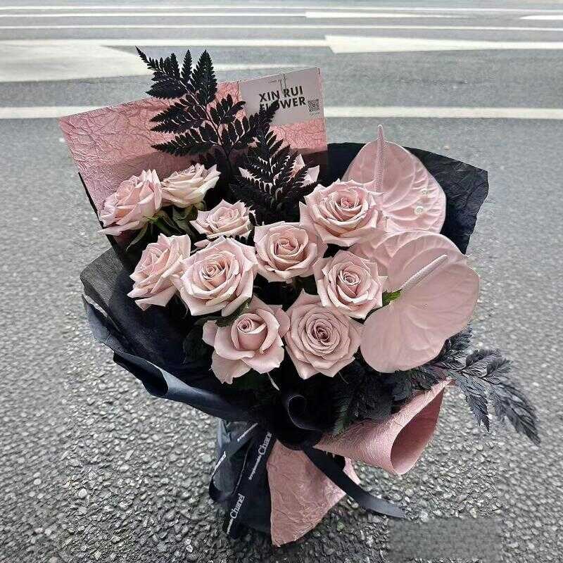 冰莓粉玫瑰鲜花喷漆鲜花花艺喷漆花妍色曼塔喷漆黑骑士冰梅粉