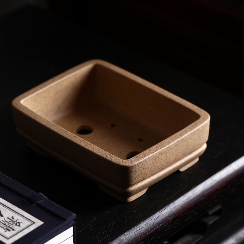 紫砂花盆中线长方形盆景盆唯珍中线马槽盆手工盆高品精品