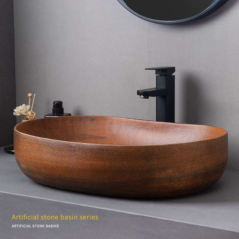复古艺术台上盆椭圆形洗手盆单盆家用卫生间洗面盆创意陶瓷洗脸盆