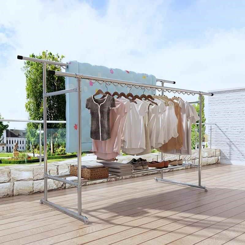 镀锌钢管晾衣架落地家用挂衣杆水管晒被室外凉衣架阳台家用