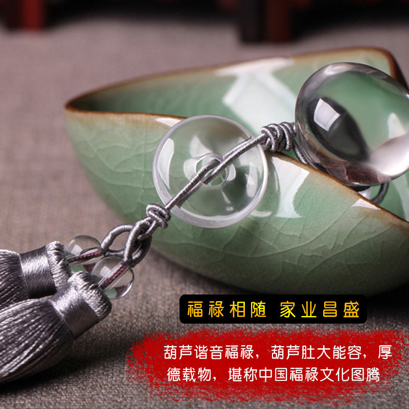 宫妃天然白水晶葫芦汽车挂件 福禄进宝福禄平安葫芦挂饰车内饰品