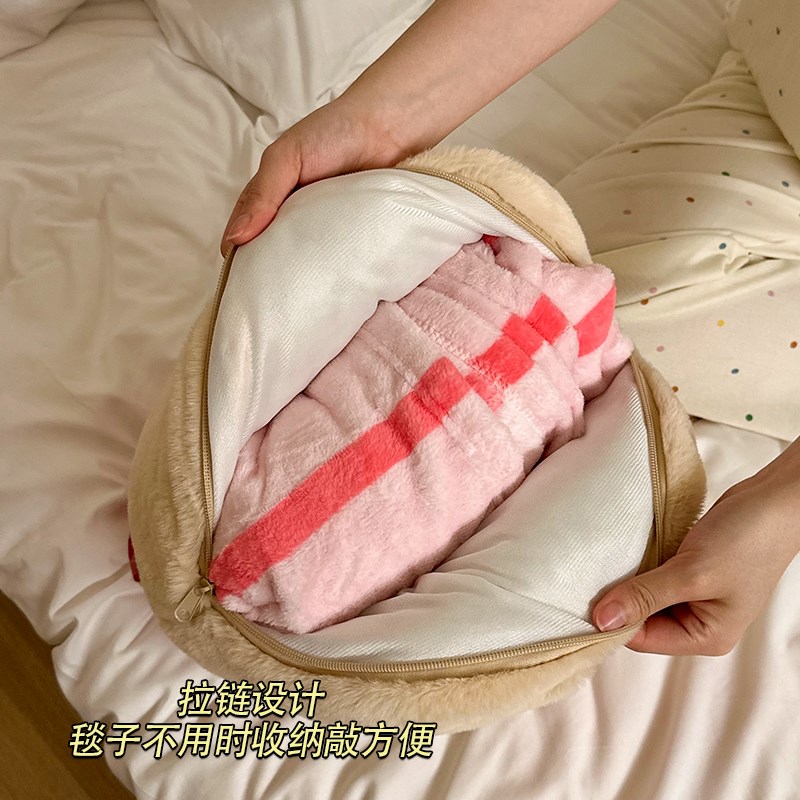 可爱卡通抱枕被子两用毯子二合一客厅卧室宿舍毛绒午睡毯护腰靠枕