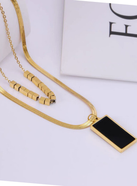 轻奢简约双层钛钢金色锁骨链