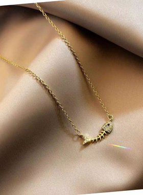 2025新款轻奢微镶鱼骨锁骨链女