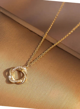 2025新款金色双环钛钢锁骨链