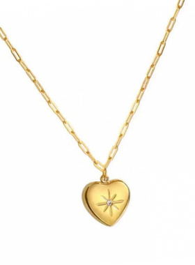 新款金色爱心吊坠钢锁骨链