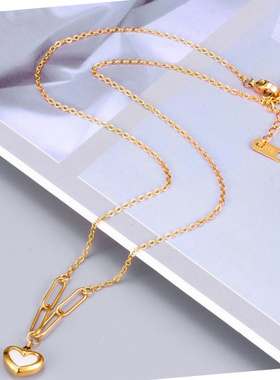 新款金色新款甜美简约爱心项链女