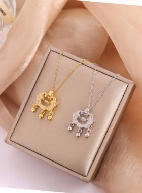 新款小众设计师长命锁钛钢项链