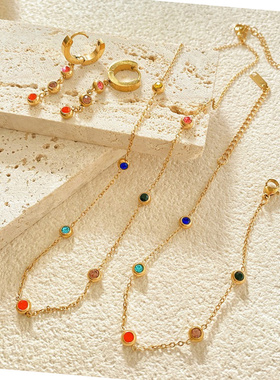 2025新款高级感简约彩色锆石项链